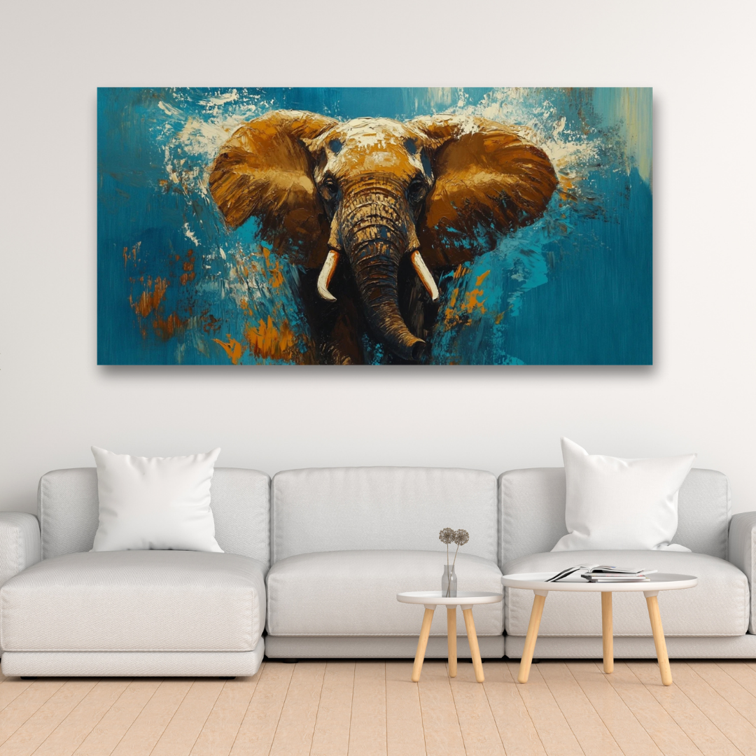 ●BLUE ELEPHANT● CONNIES leopard 03671 Blue Elephant – Ivory&Gold Art